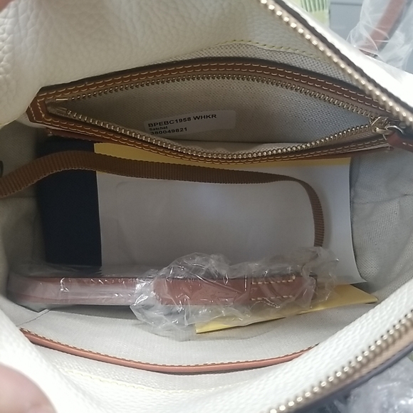 🎯Dooney & Bourke Pebbled Leather Satchel Crossbody Shoulder Bag In White - Picture 8 of 10